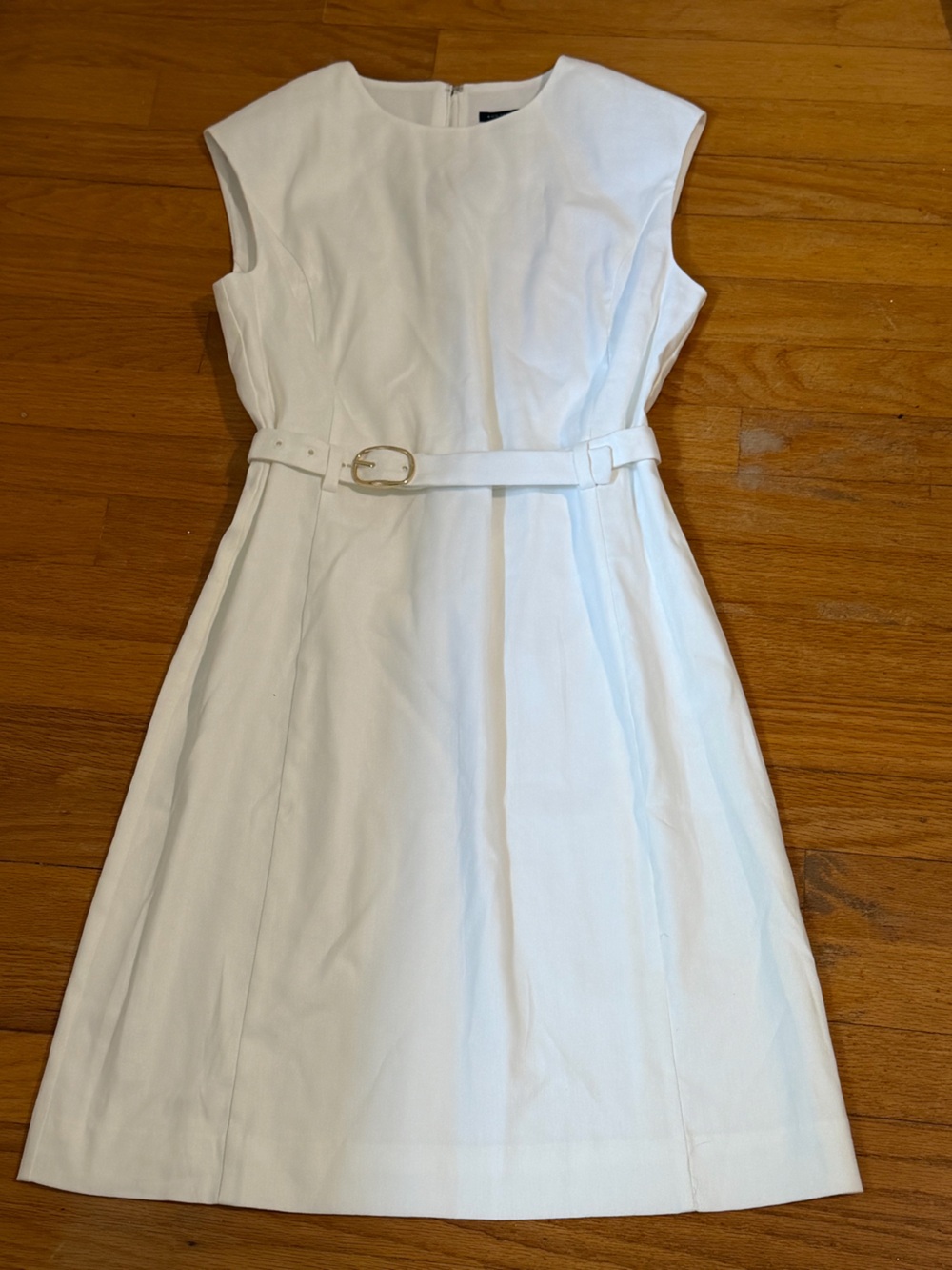 Ann Taylor White Sleeveless Belted Midi Dress with tags